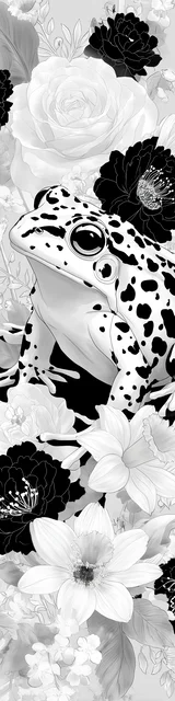 Free printable frog bookmark to color featuring a speckled frog